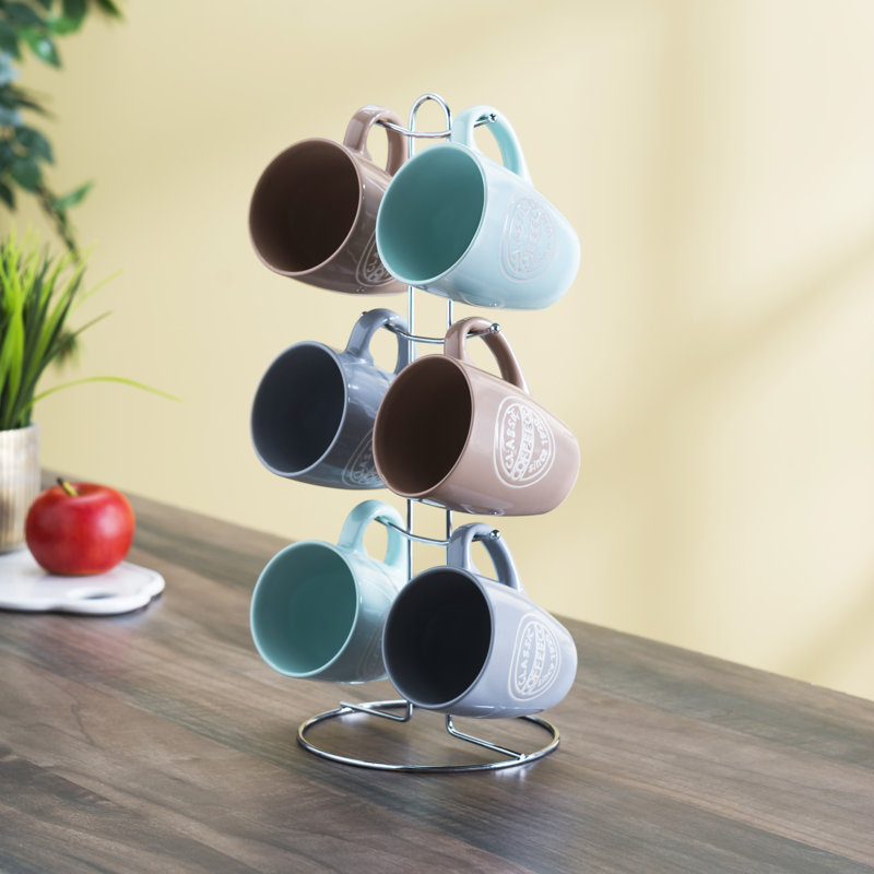 Home Basics 6 Piece Coffee Co Mug Set with Stand & Reviews Wayfair